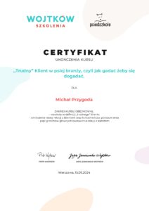 certyfikat ukończenia kursu trudny klient w psiej branży page 0001